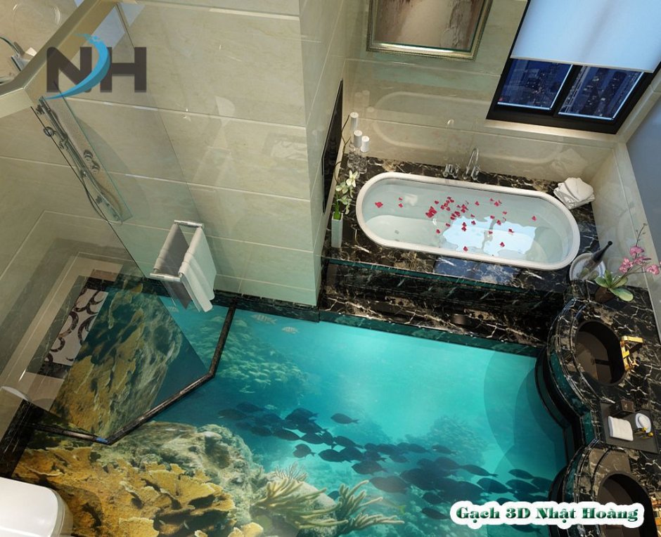 Прозрачный пол в ванной