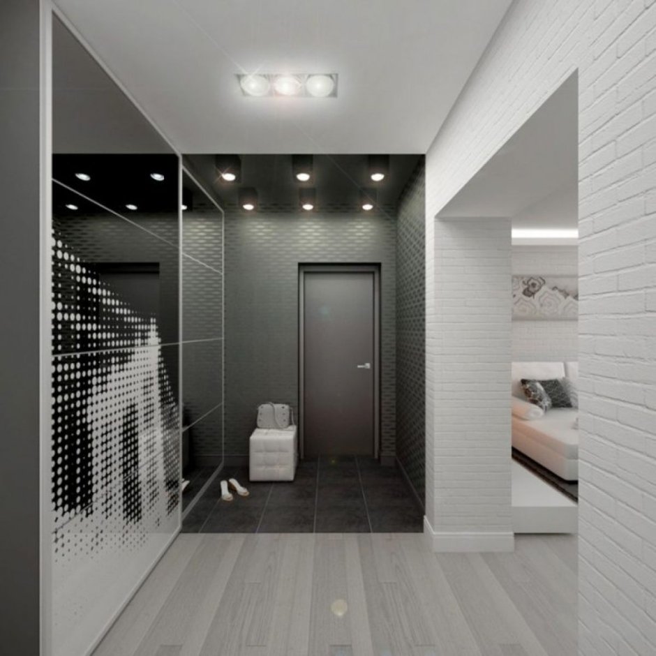 Черно белая прихожая