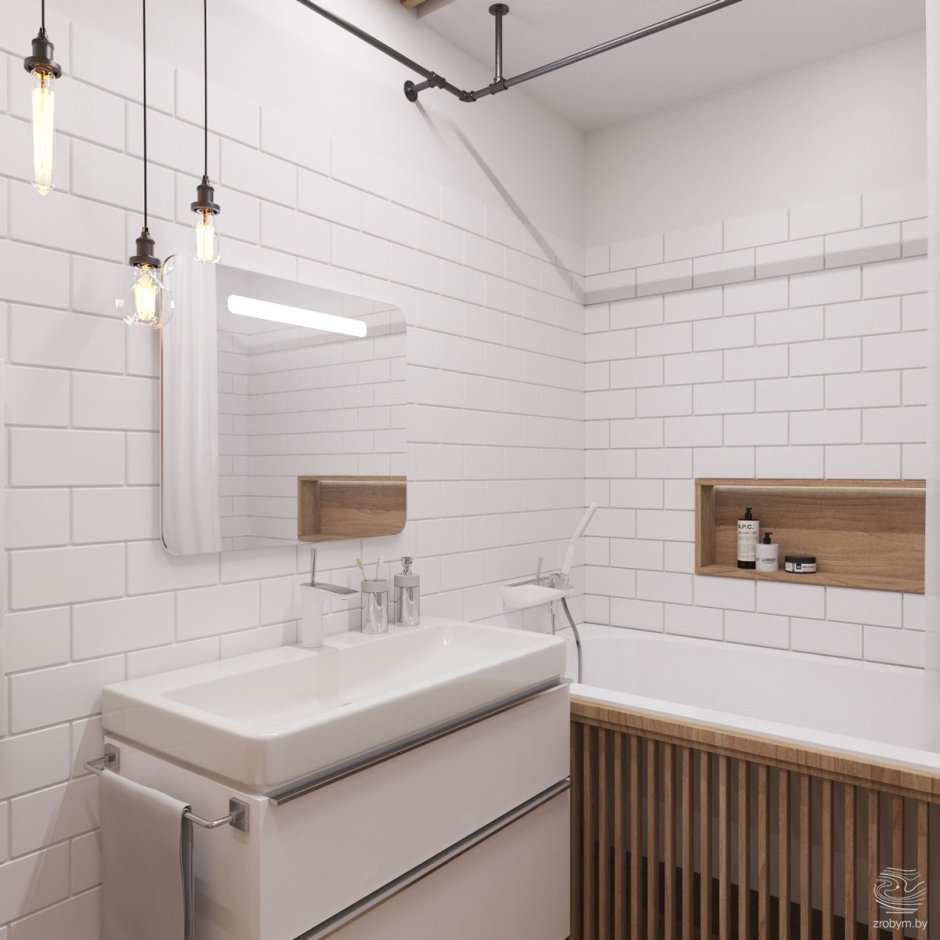 Рейки в интерьере ванной