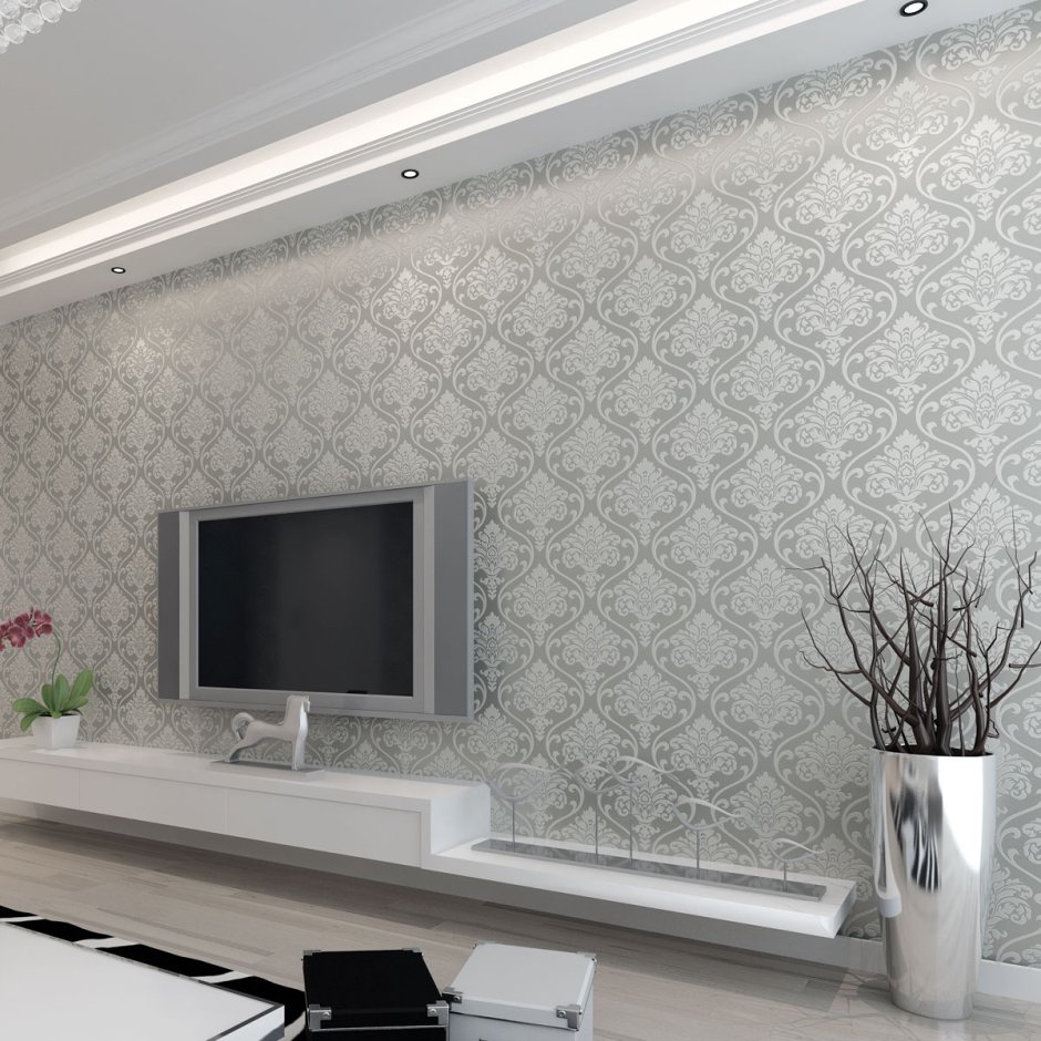 Обои для стены с телевизором в гостиной