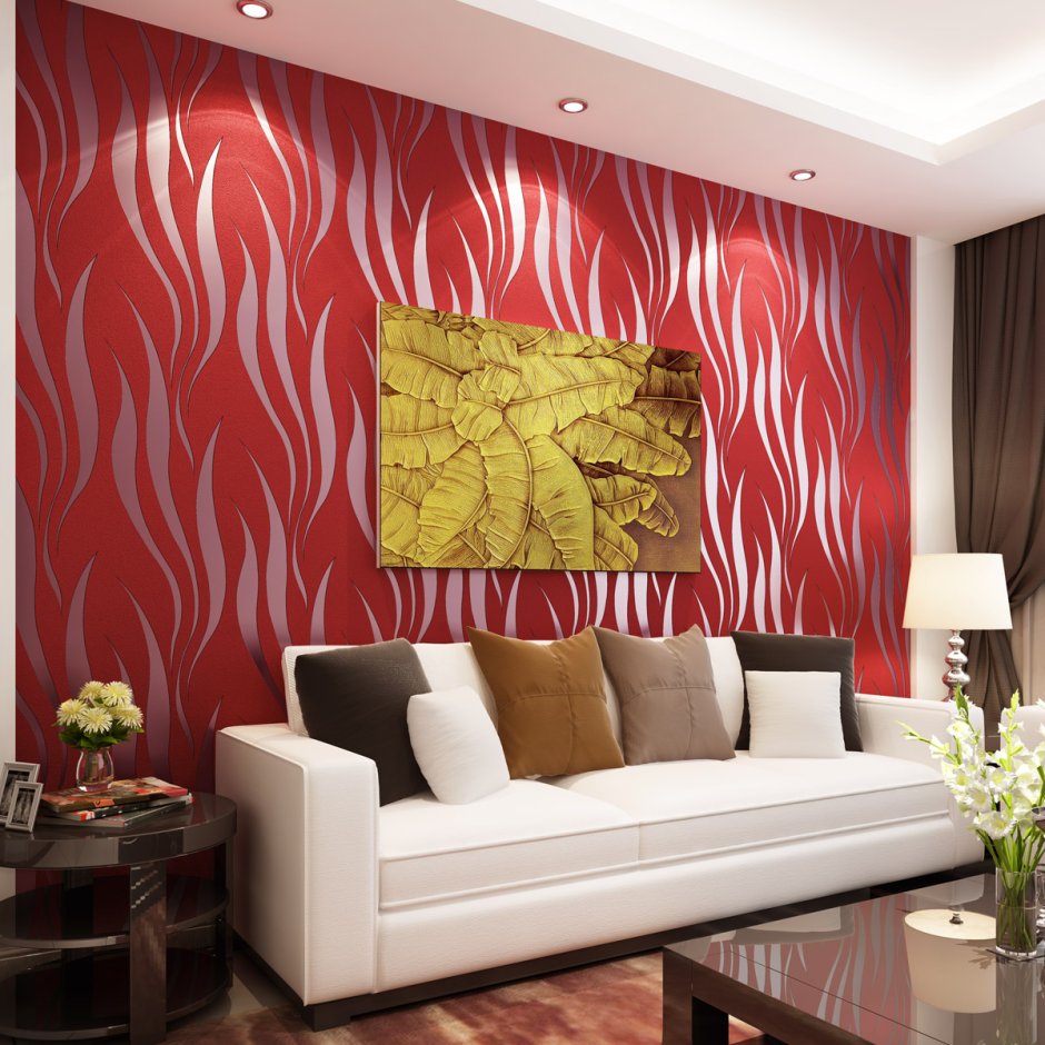 Декор стен в гостиной в современном стиле обои