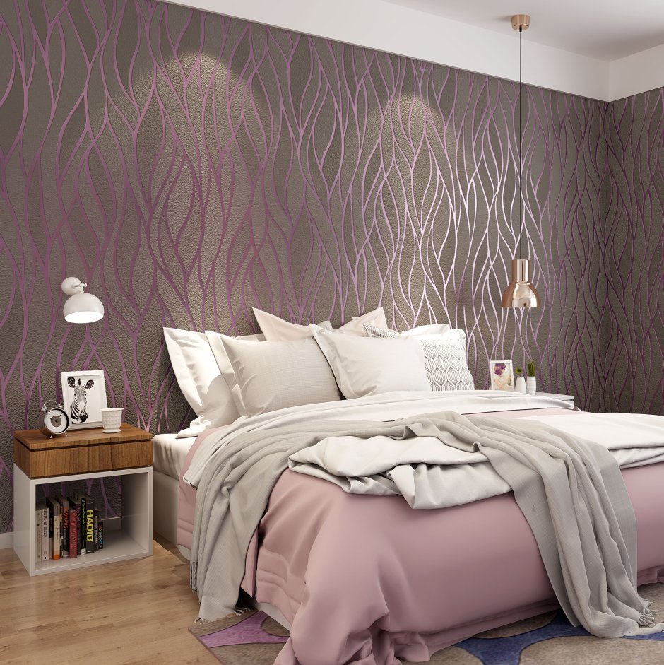 Велюровые обои для спальни