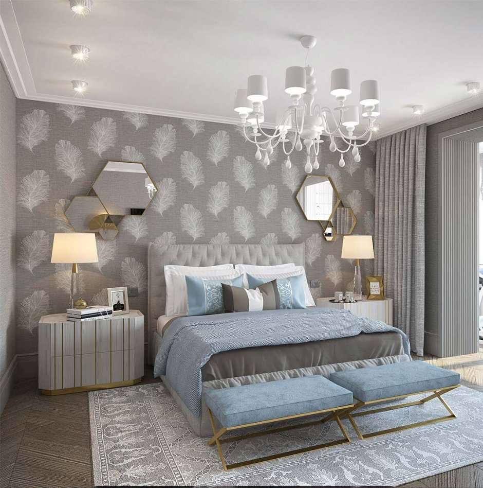 Спальня в жемчужных тонах