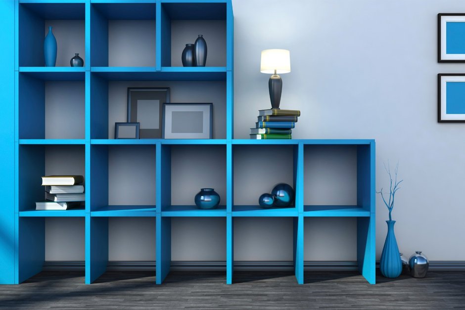 Синяя полка на стену