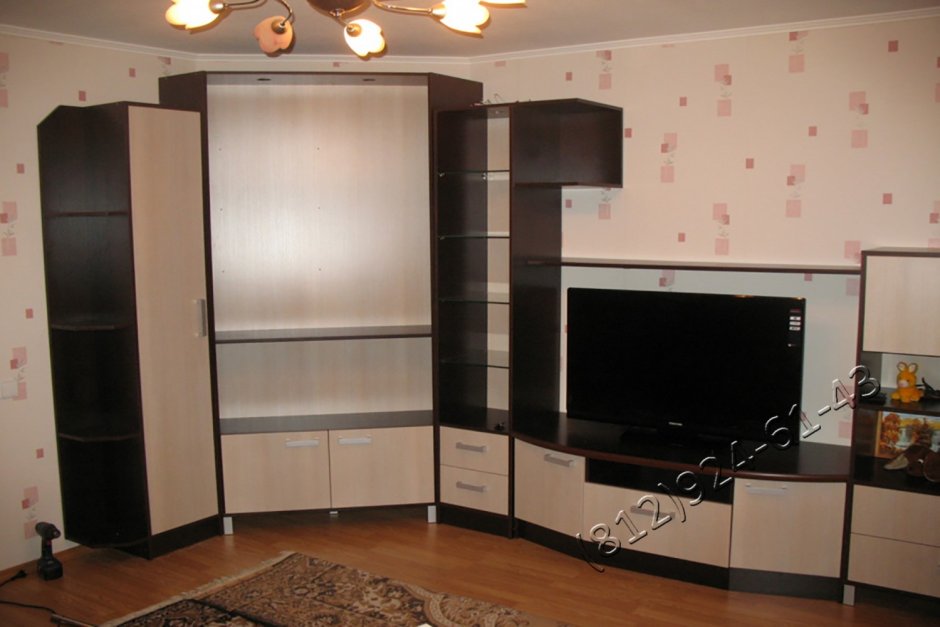 Угловая стенка в зал с телевизором