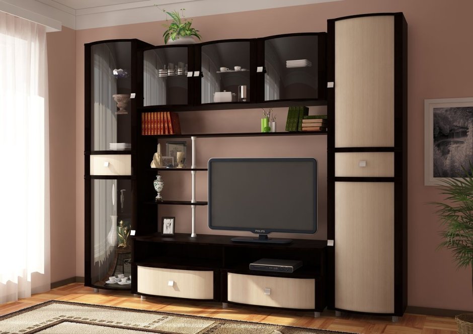 Телестена со шкафами