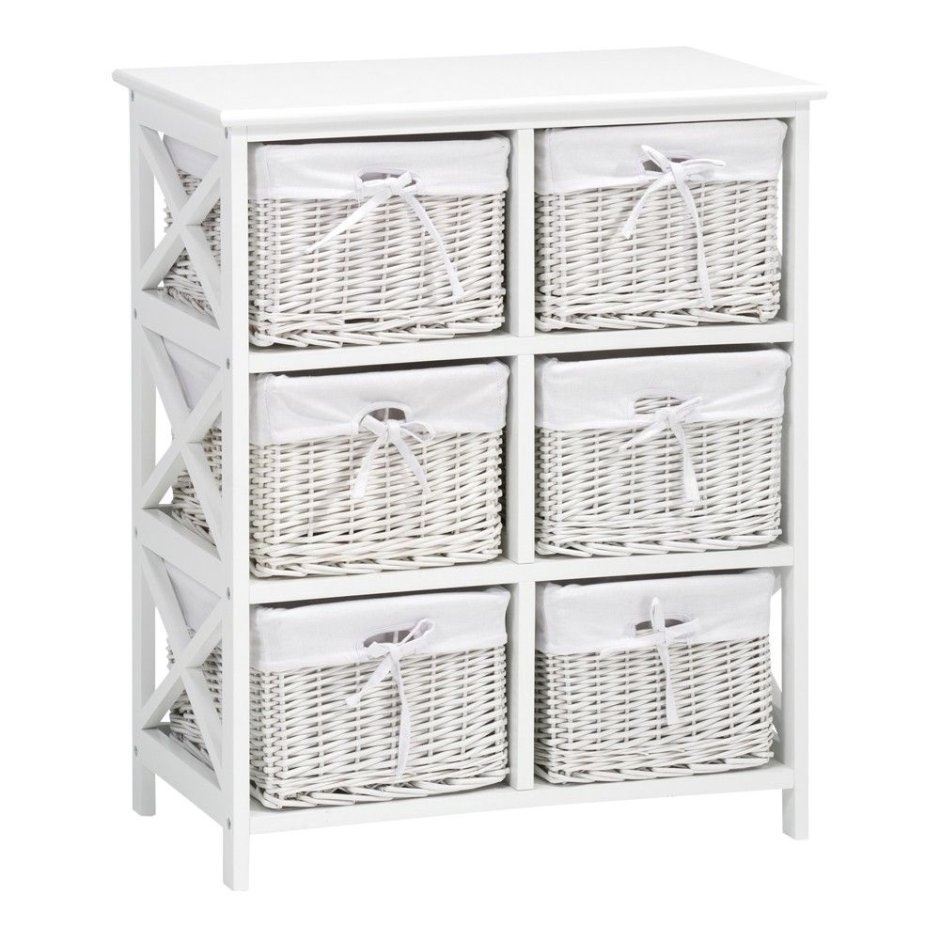 Стеллаж с плетеными корзинами