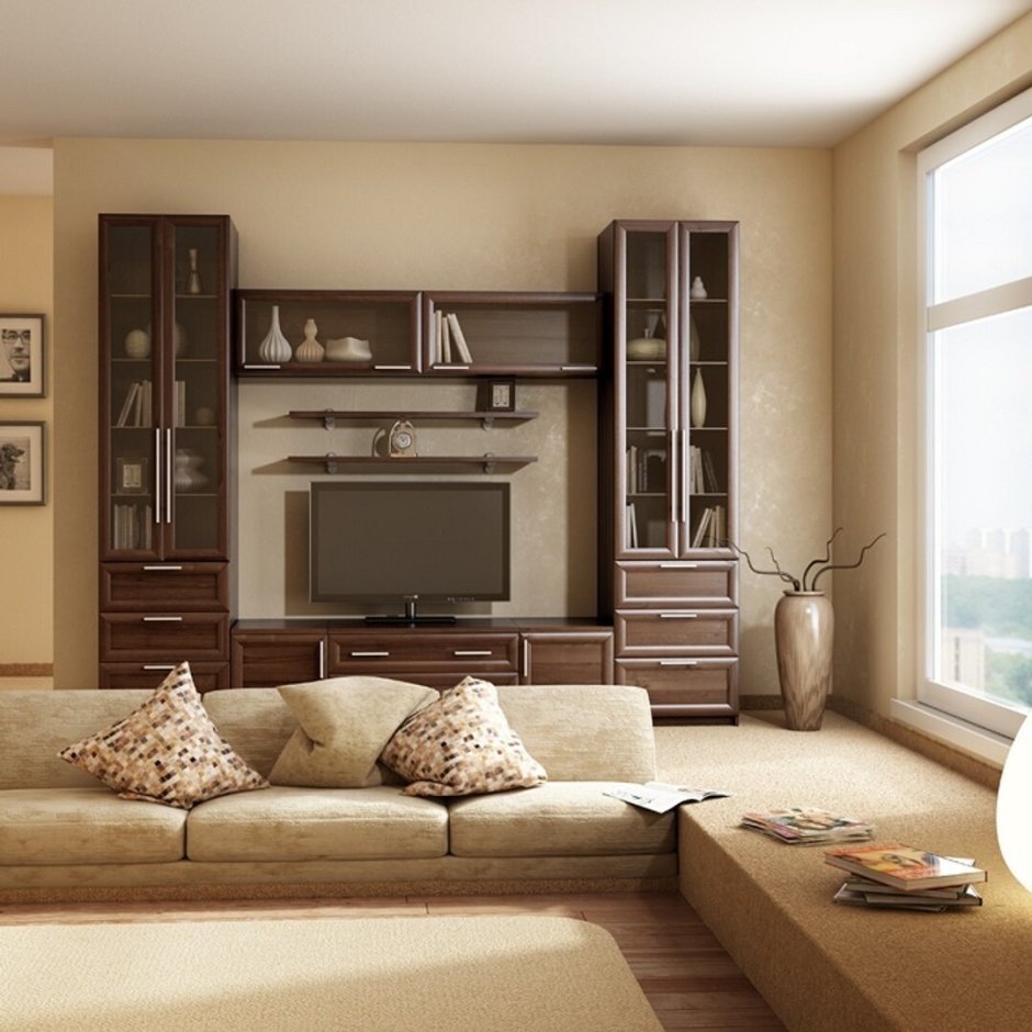 Горка в гостиную с компьютерным столом