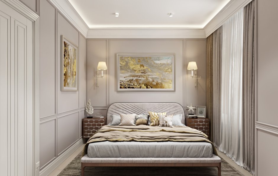 Спальня 10 кв м Неоклассика