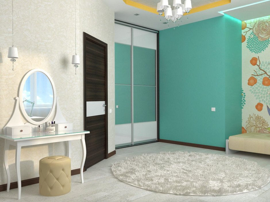 Бирюзовый шкаф в прихожую