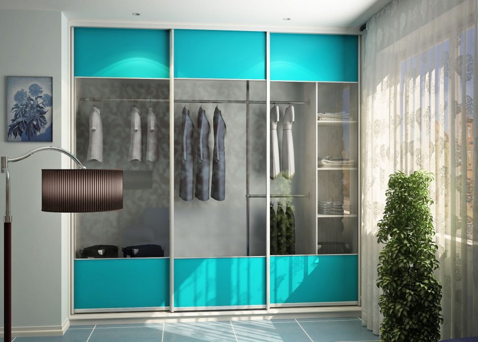 Бирюзовый шкаф купе