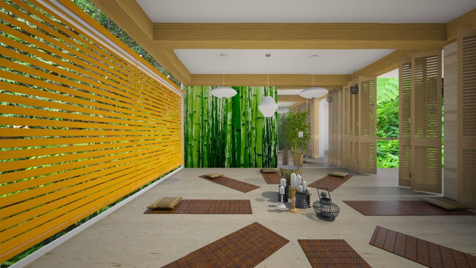 Прихожая с отделкой бамбук