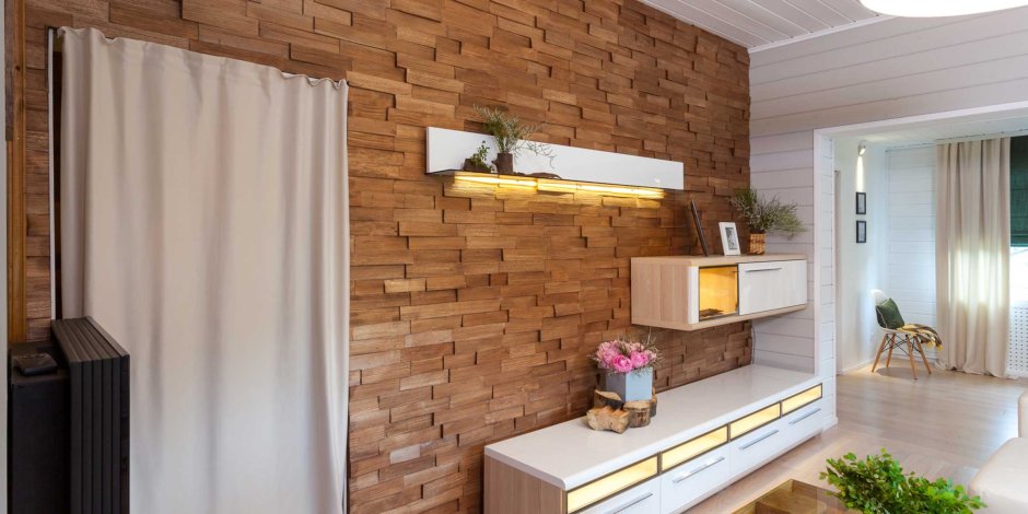 Вагонка с обоями в интерьере