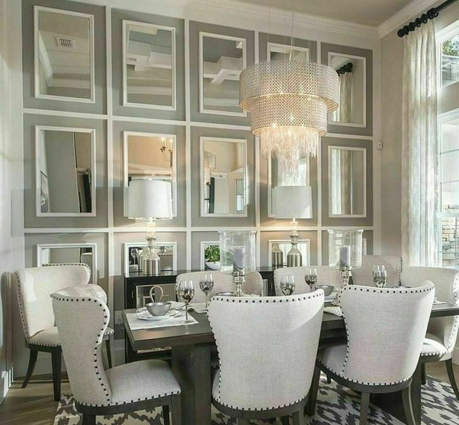 Зеркало в интерьере столовой