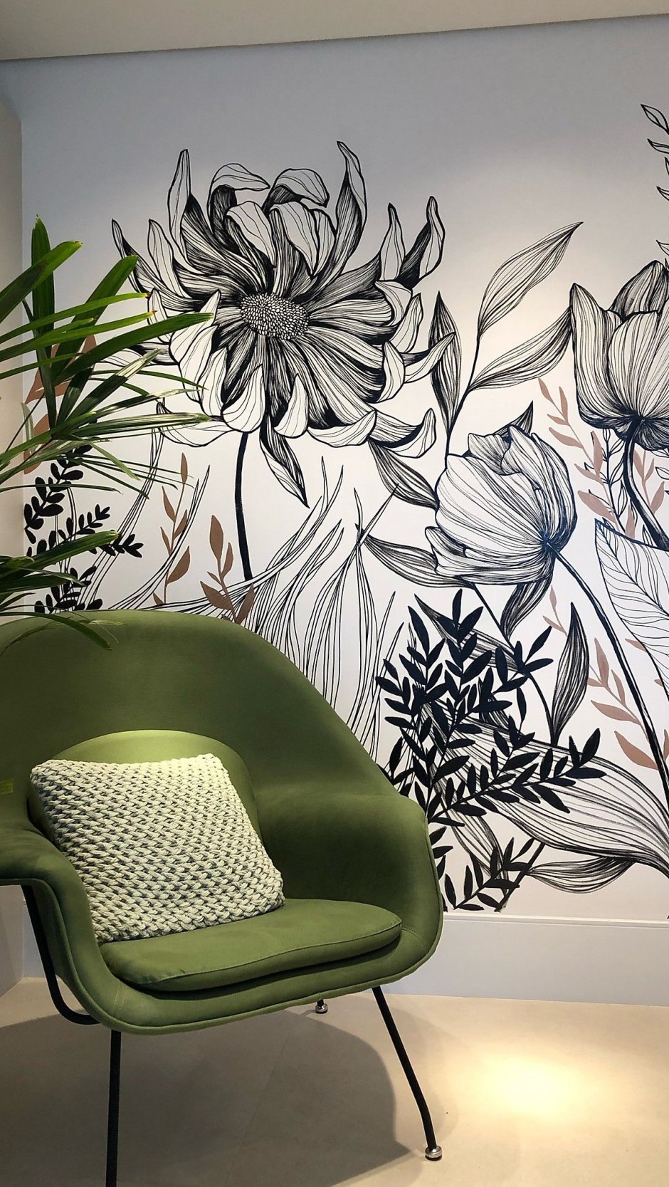 Роспись стен цветы Графика