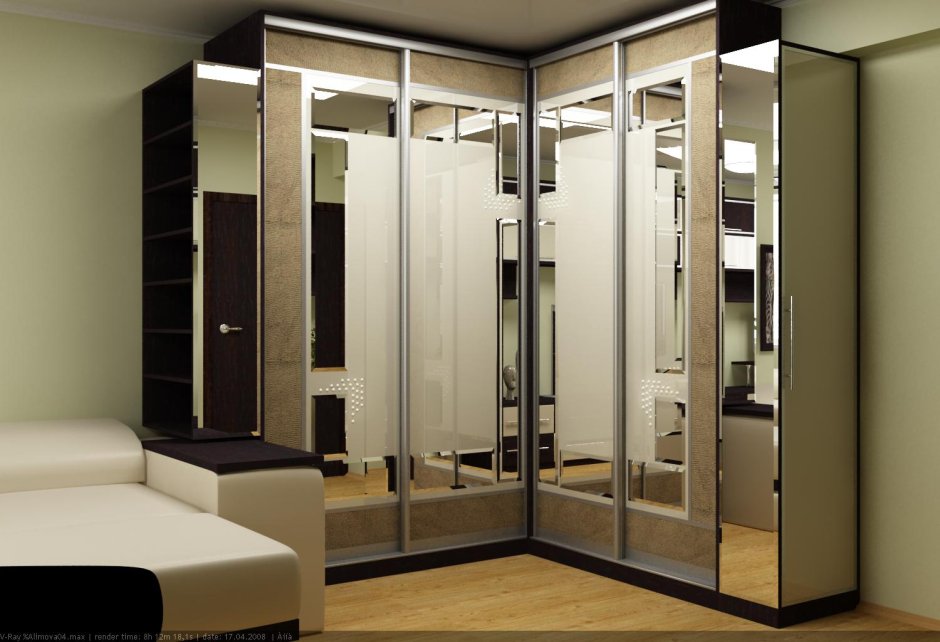 Угловой шкаф-купе в гостиную