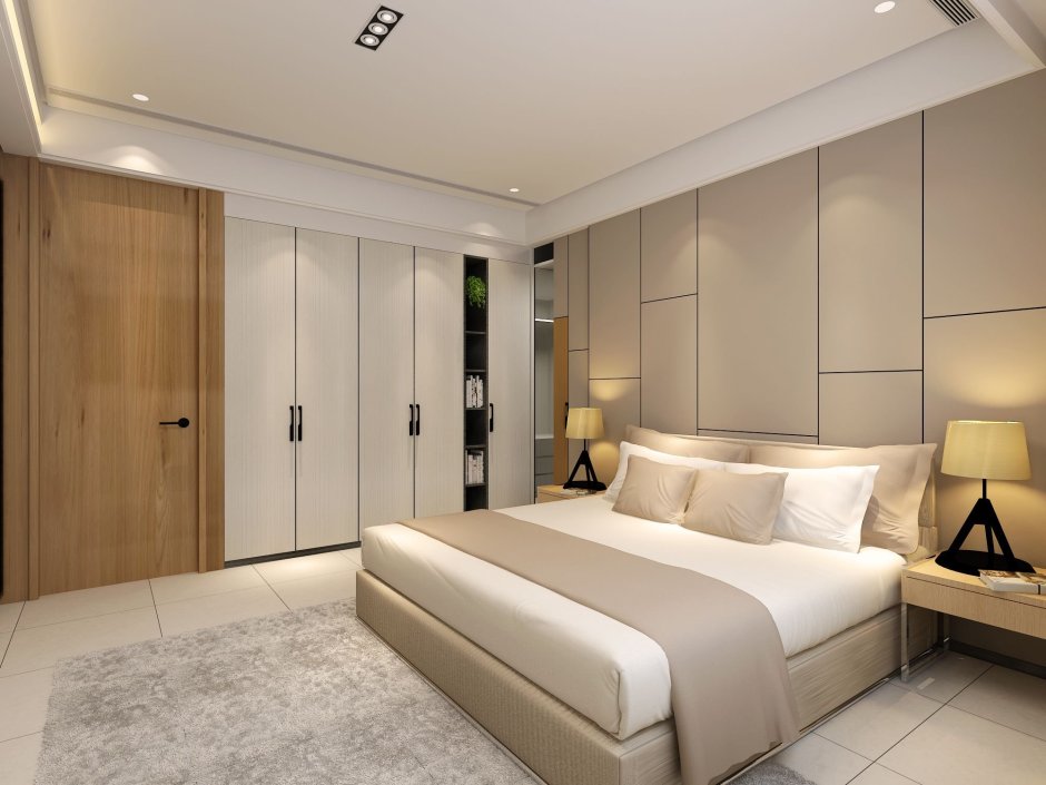 Полки из гипсокартона в спальне