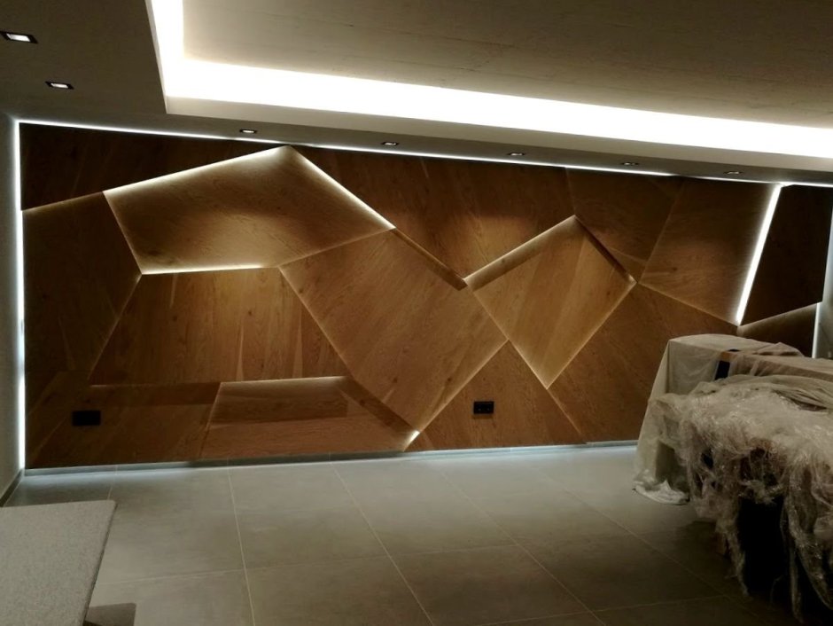 Деревянные панели с подсветкой