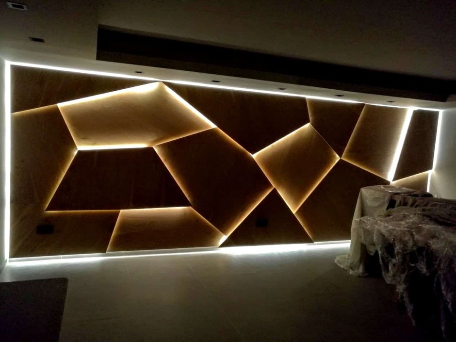 Деревянные панели с подсветкой