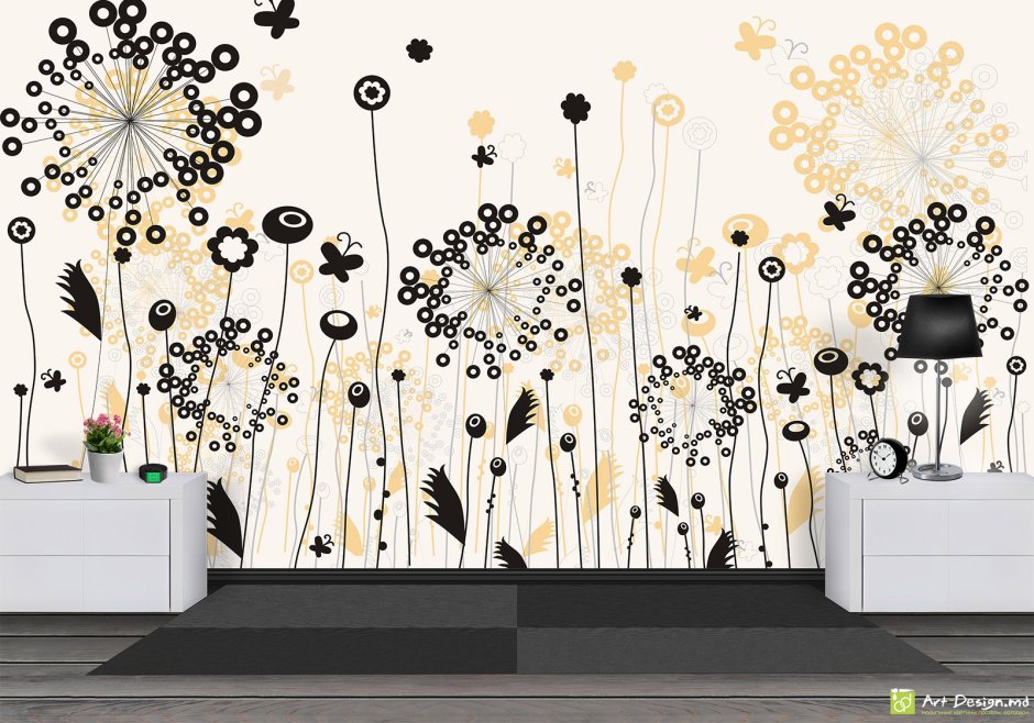 Графичные фотообои для интерьера