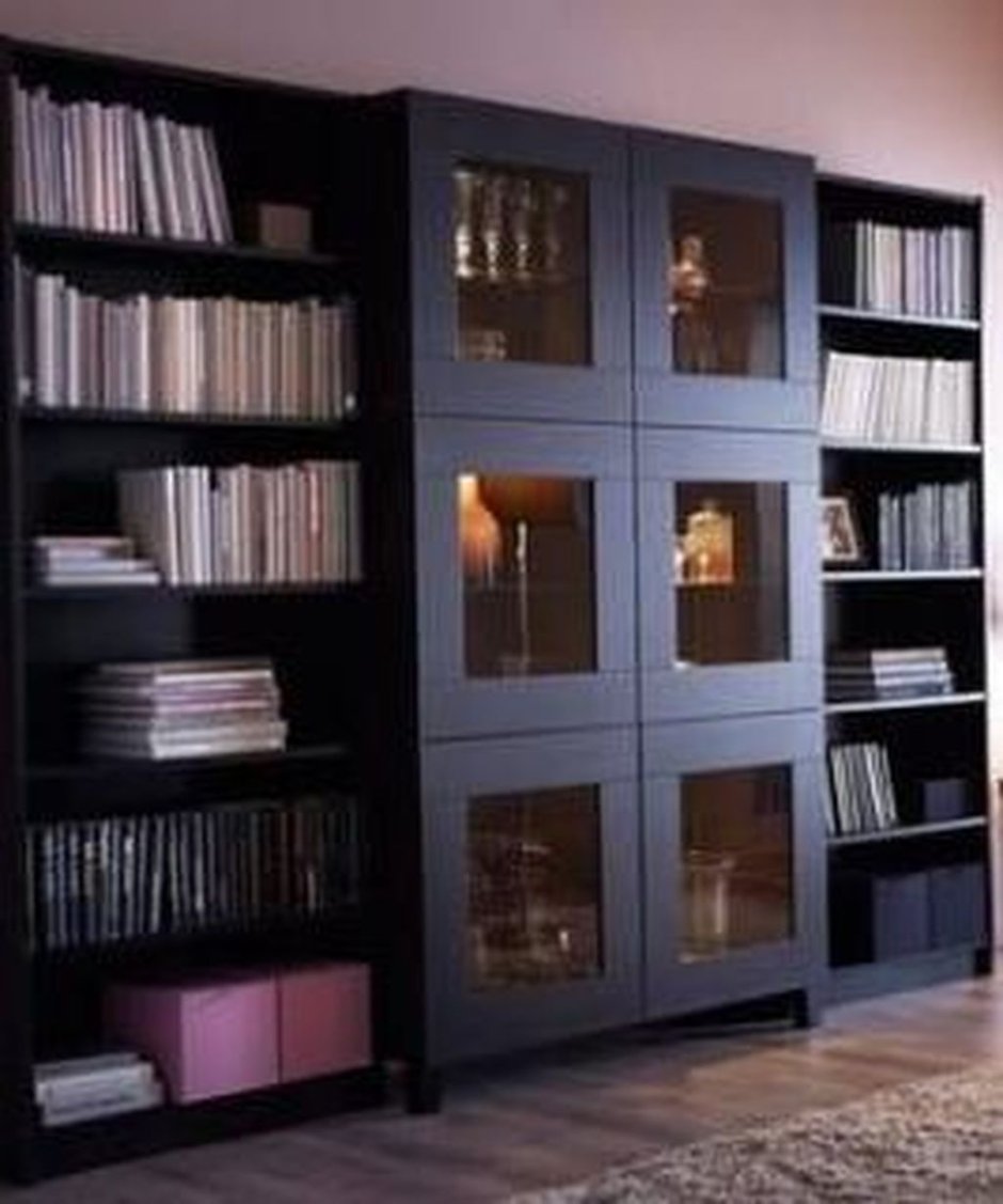 Икеа книжный шкаф-купе со стеклом