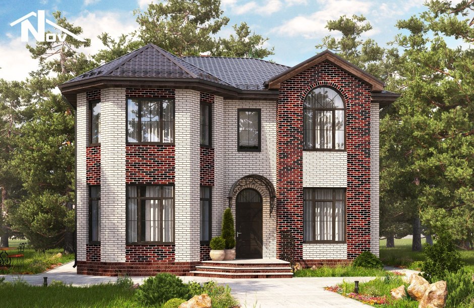 Дом двухэтажный Новация с эркером