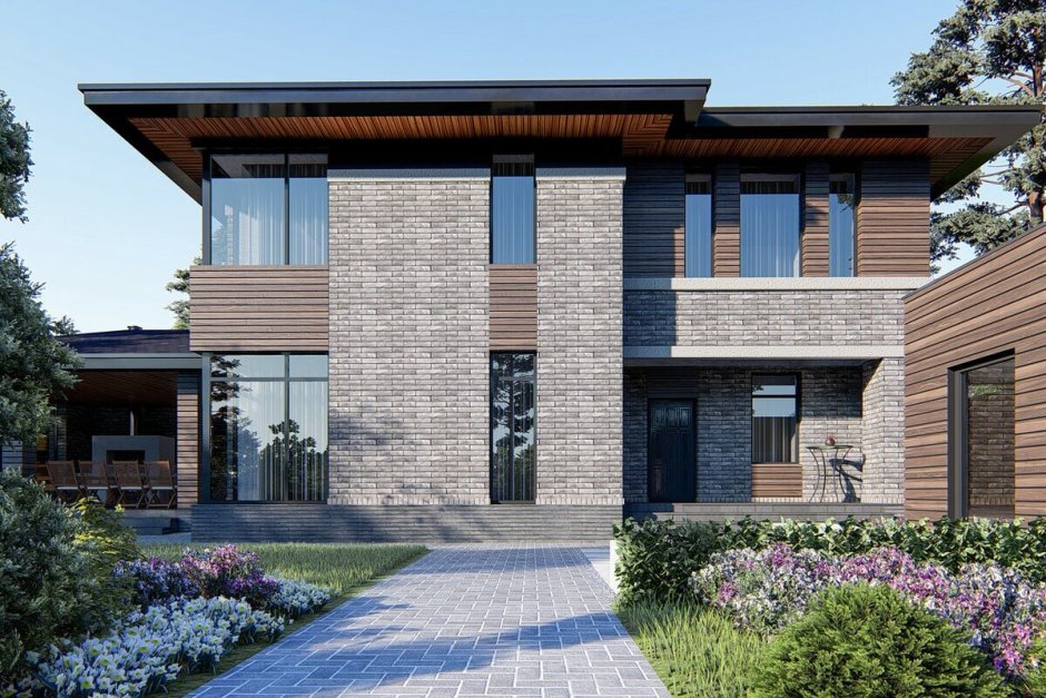 Фасад в стиле Райта