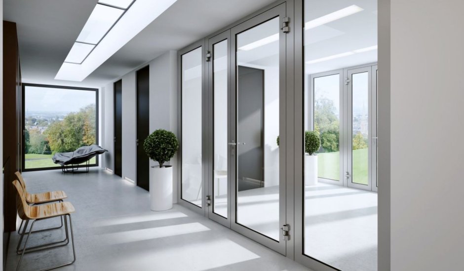 Дверь алюминиевая двустворчатая ALUTECH w62 2100 1300