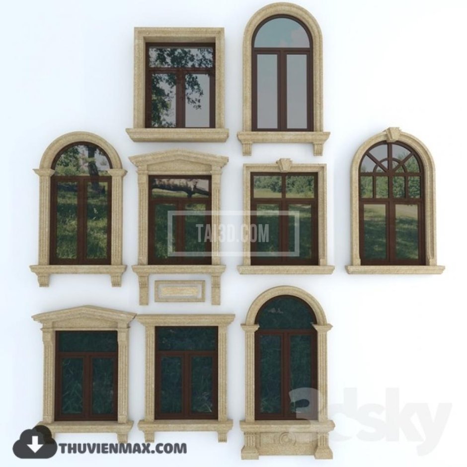 Разные окна на фасаде