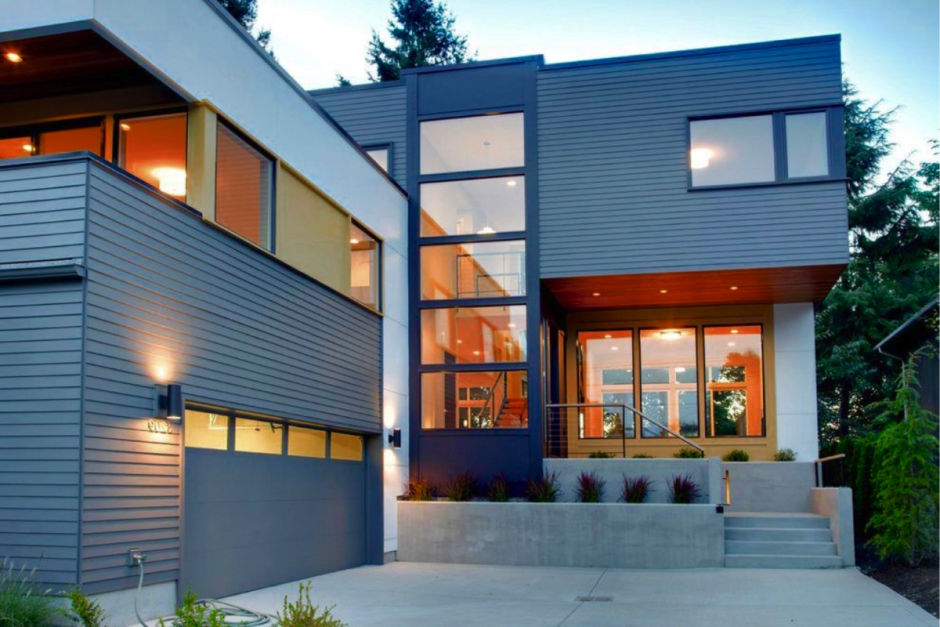 Отделка фасада рейками