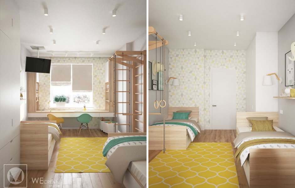 Детская комната 15 кв.м для двоих разнополых