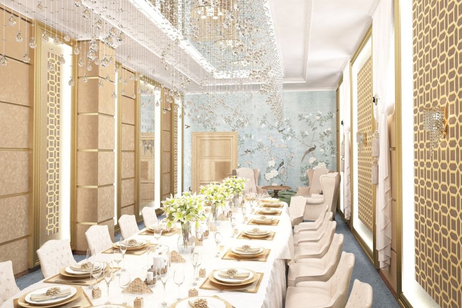 Интерьер ресторана с лепниной