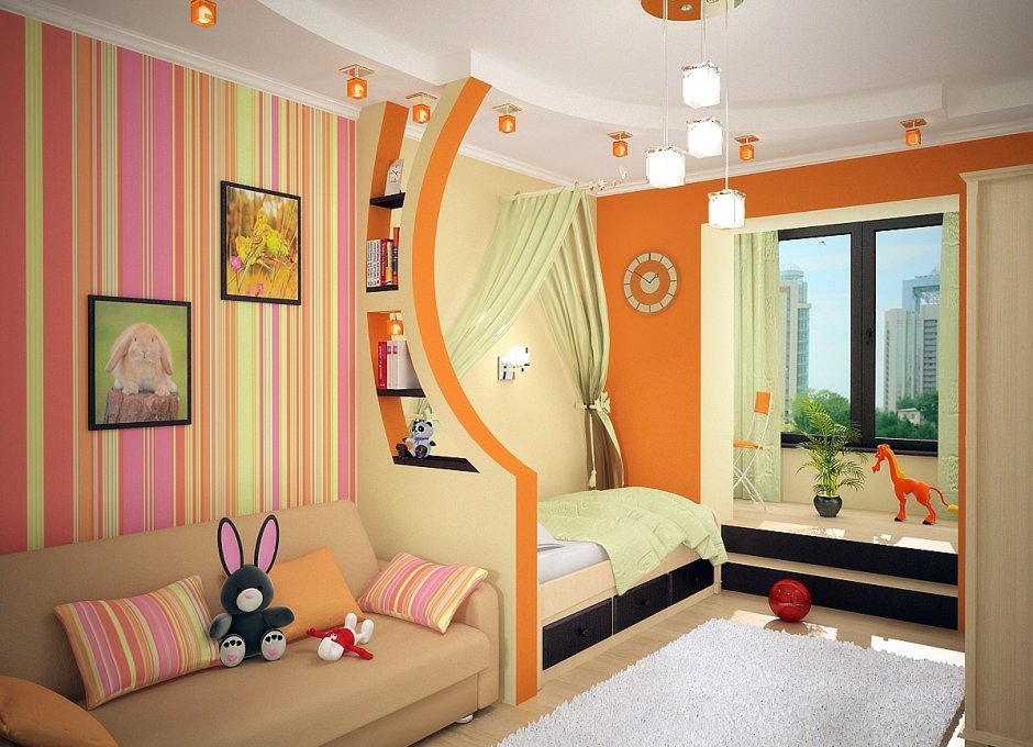 Цветовая гамма детской комнаты для разнополых