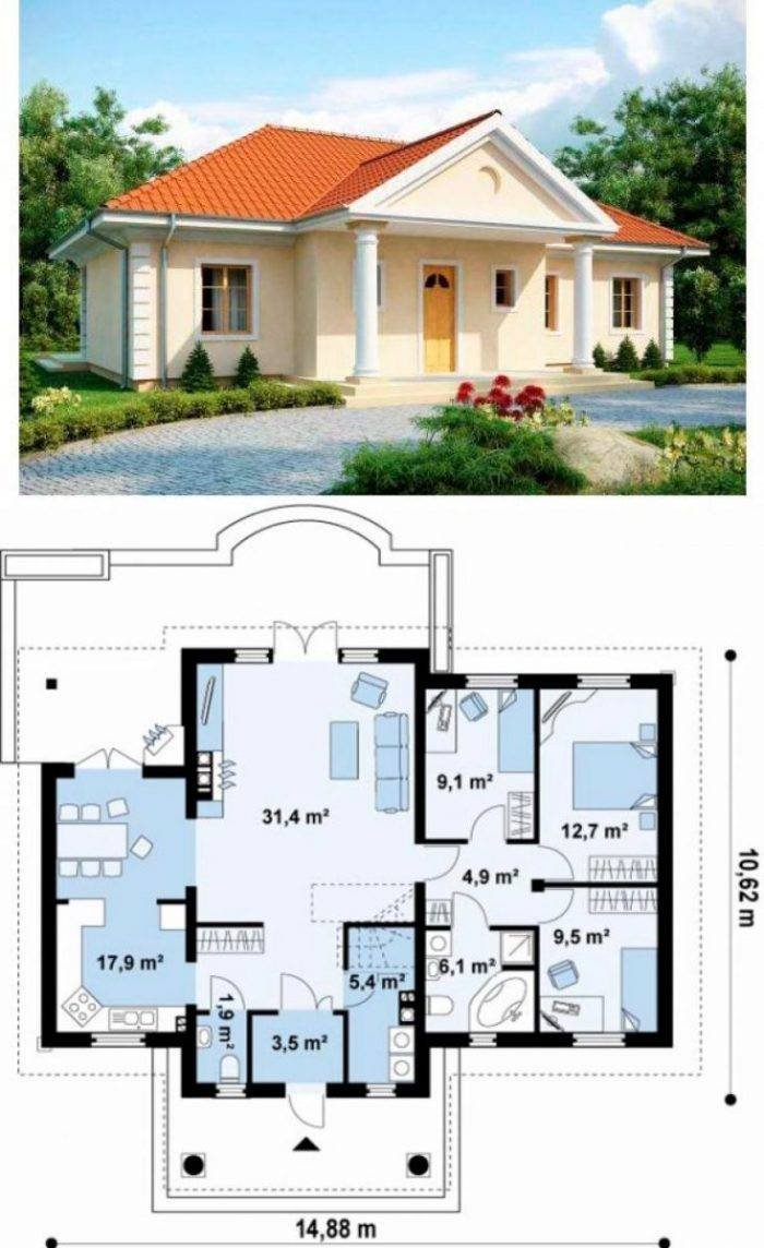 Одноэтажные дома из пеноблоков 150кв м