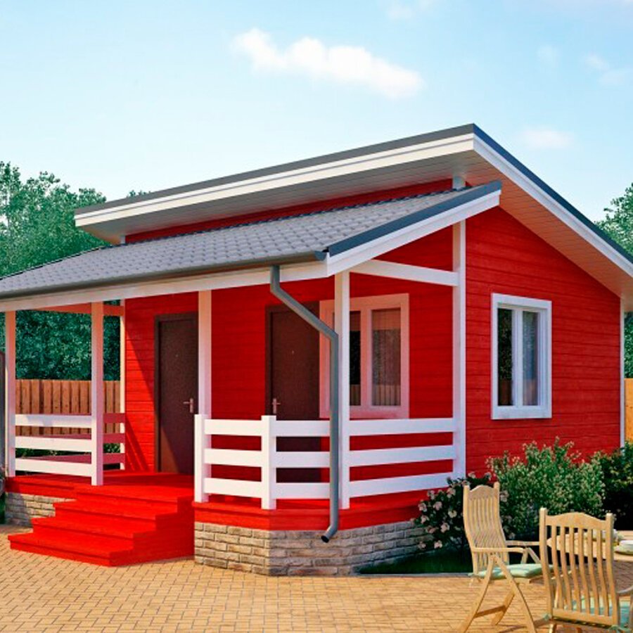 Каркасная баня 6на 5 с верандой