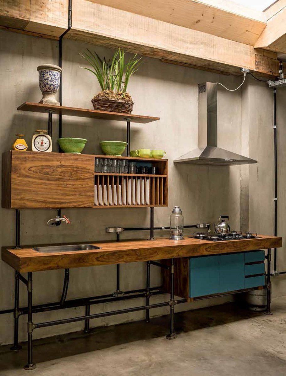 Кухонные шкафчики в стиле лофт