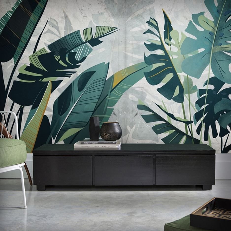 Тропические листья на стене