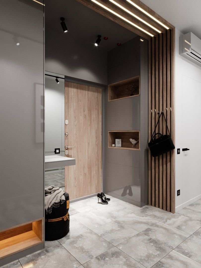 Прихожая с рейками