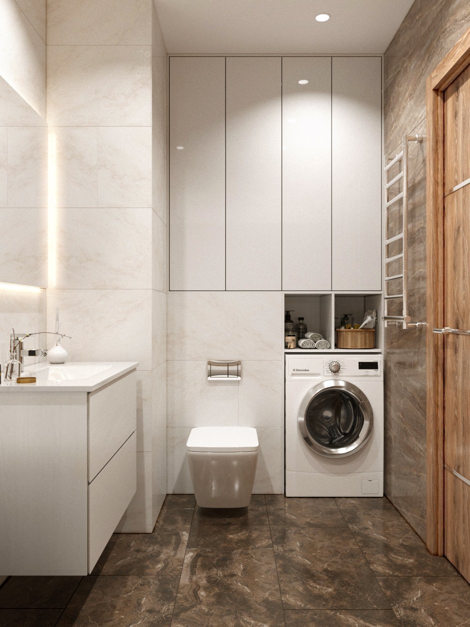 Современная ванная со стиральной машиной