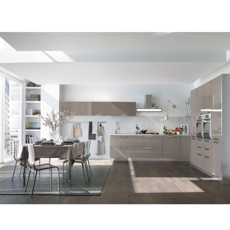 Пастельная серая кухня