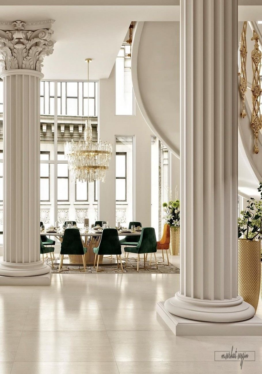 Колонна в интерьере комнаты