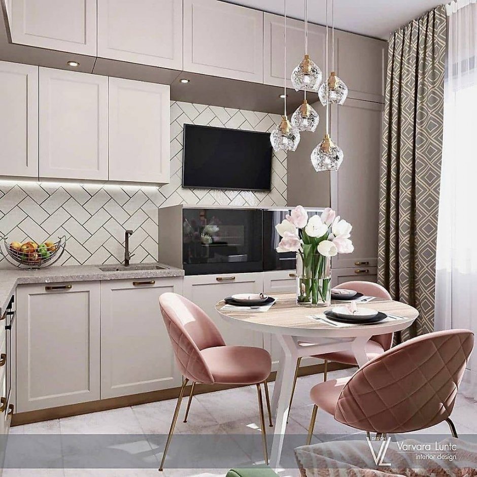 Кухня в нюдовых тонах