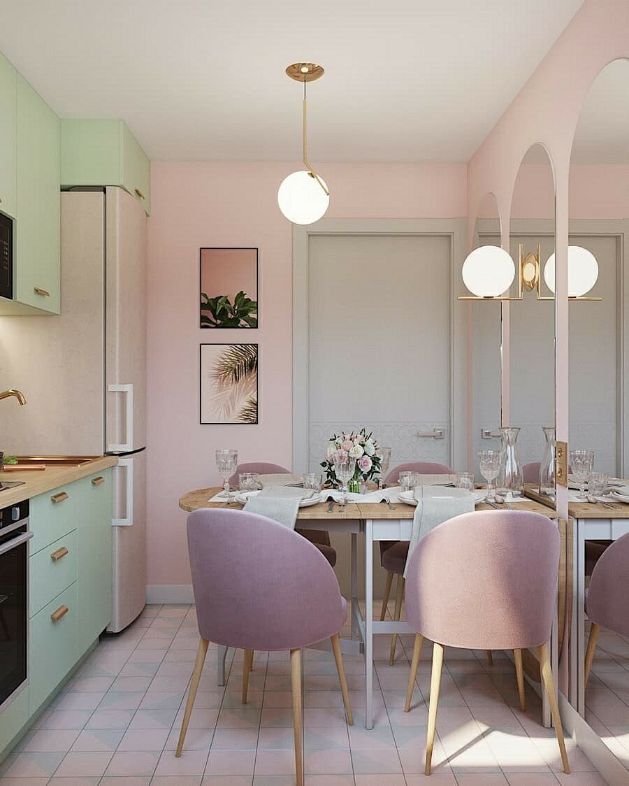 Кухня в пастельных тонах