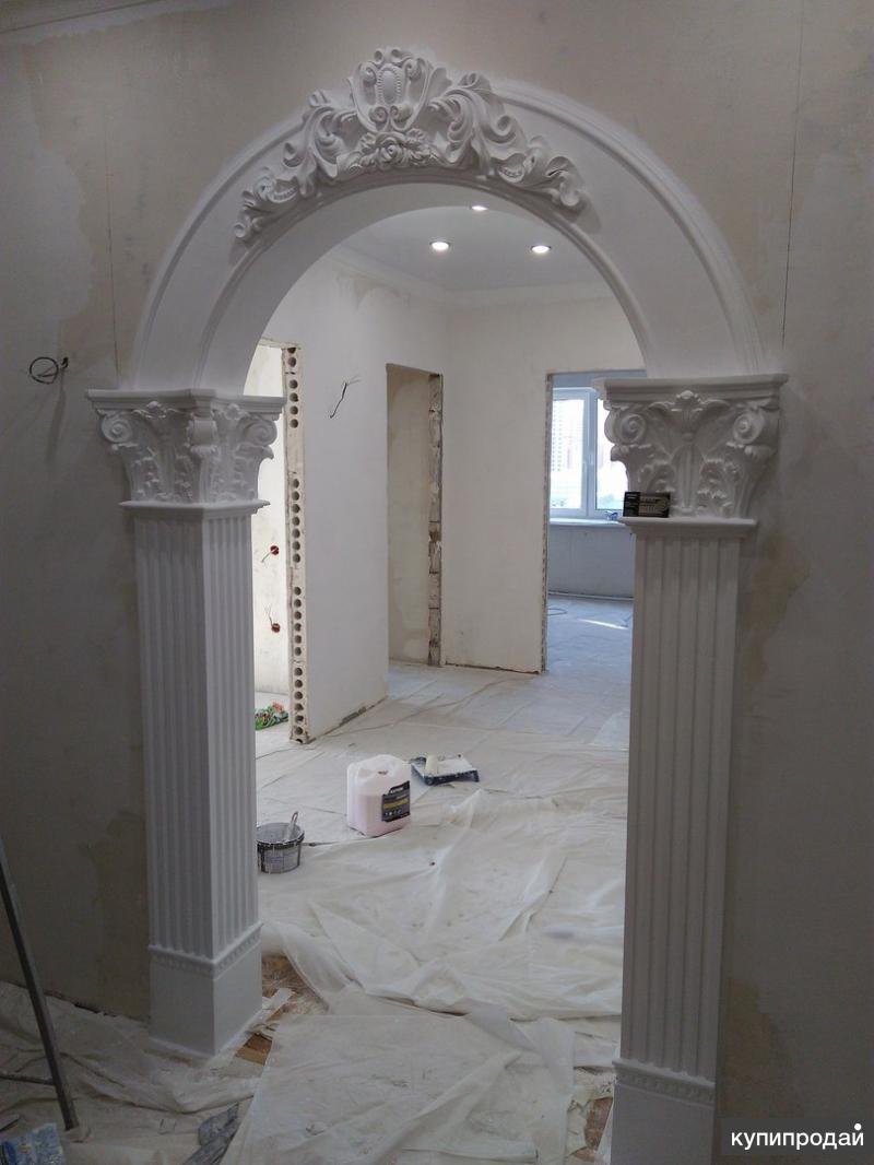 Отделка арки искусственным камнем