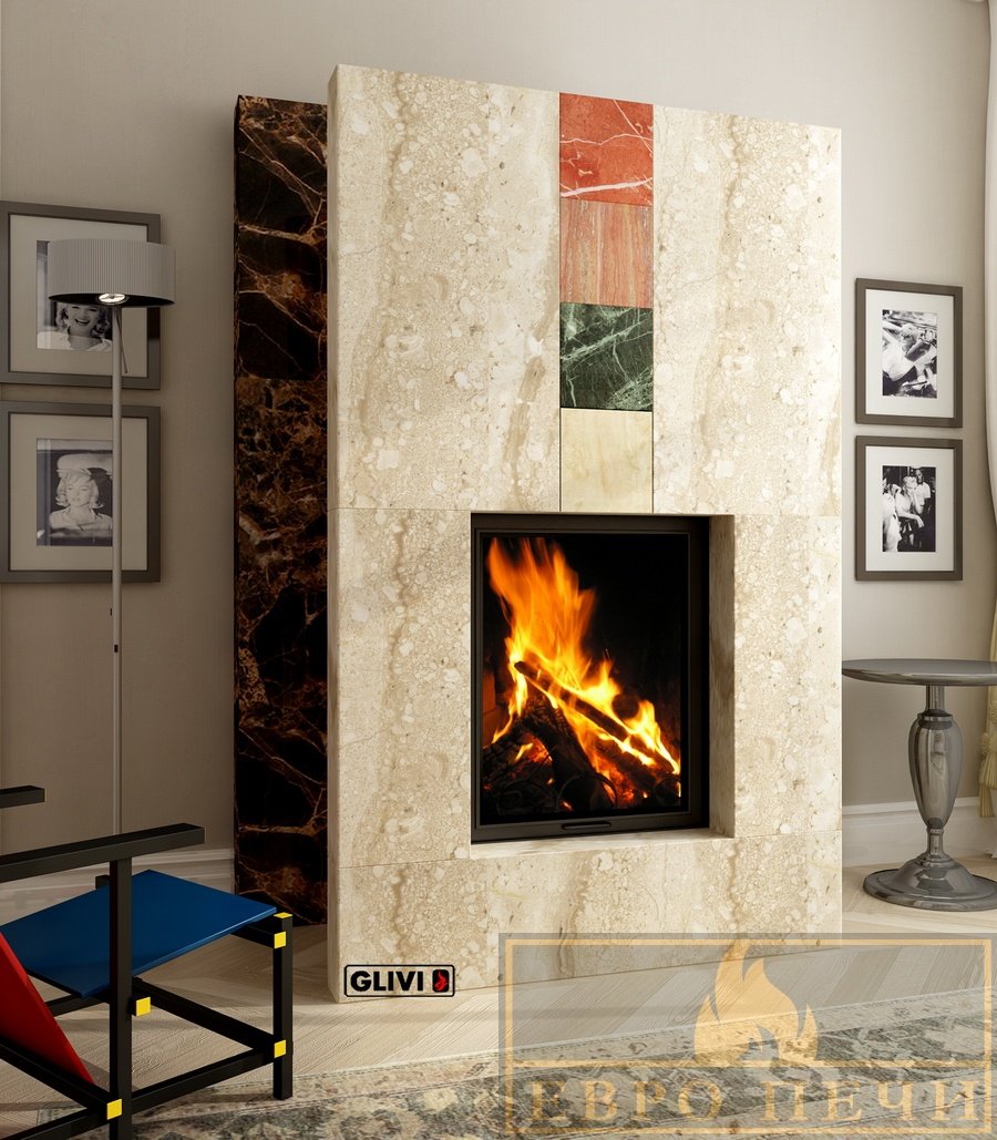 Облицовка камина мрамором