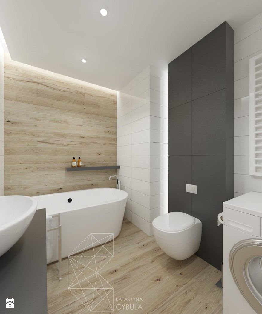 Ванная белая с деревом