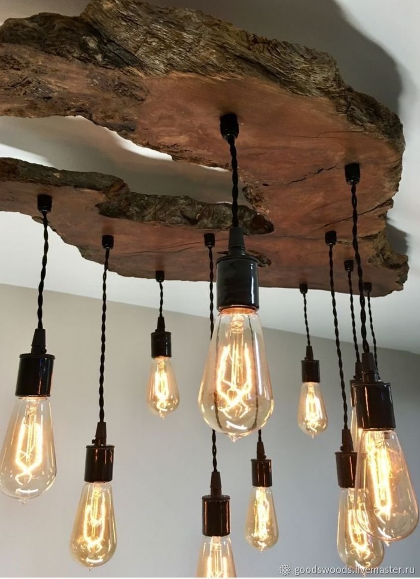 Лофт люстра из слэба