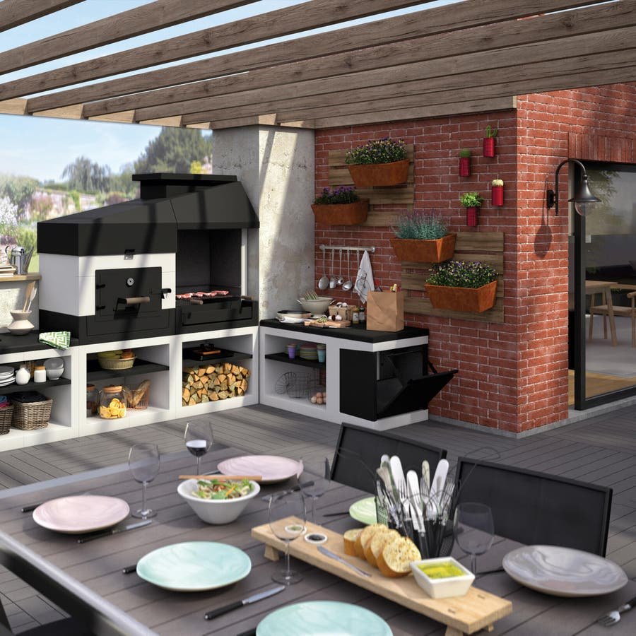 Барбекю в современном стиле на веранде