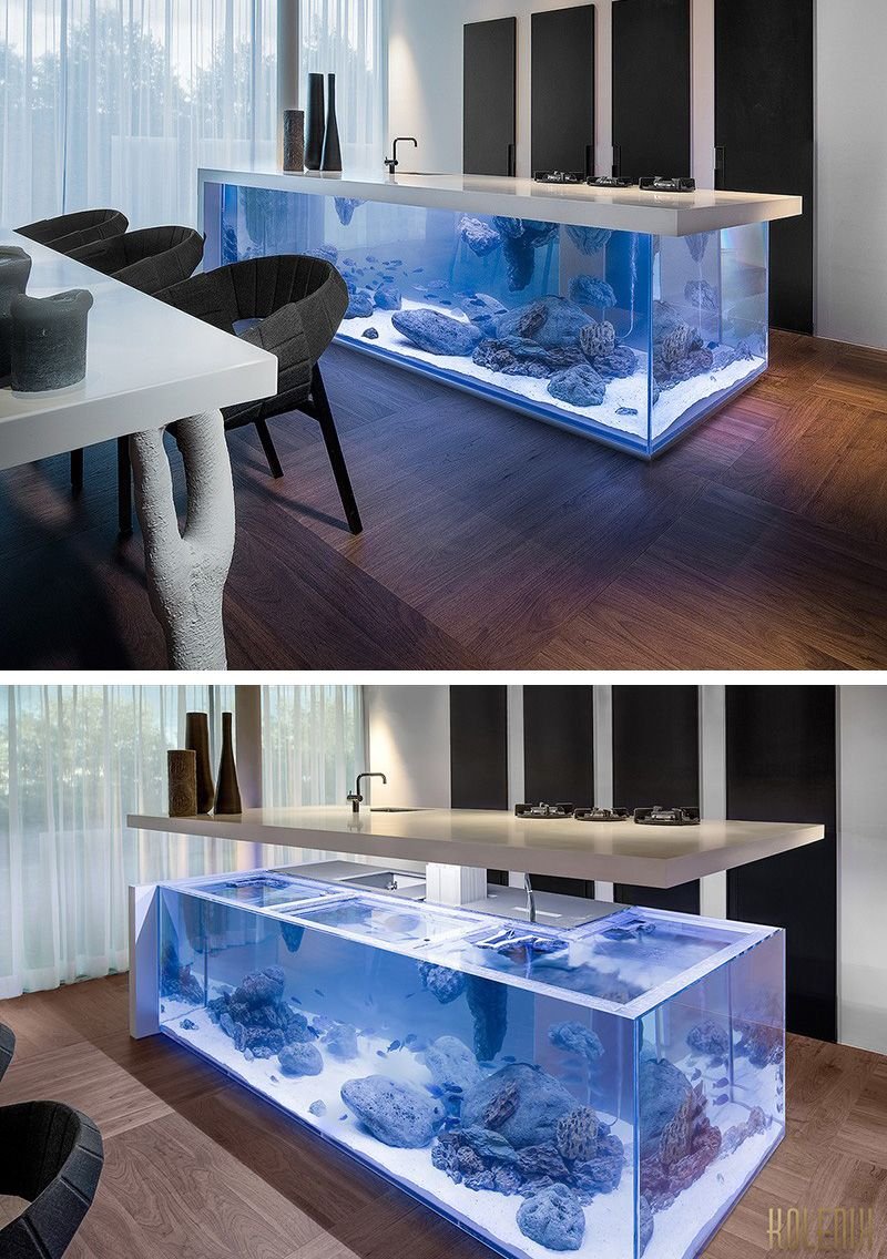 Аквариум в интерьере кухни