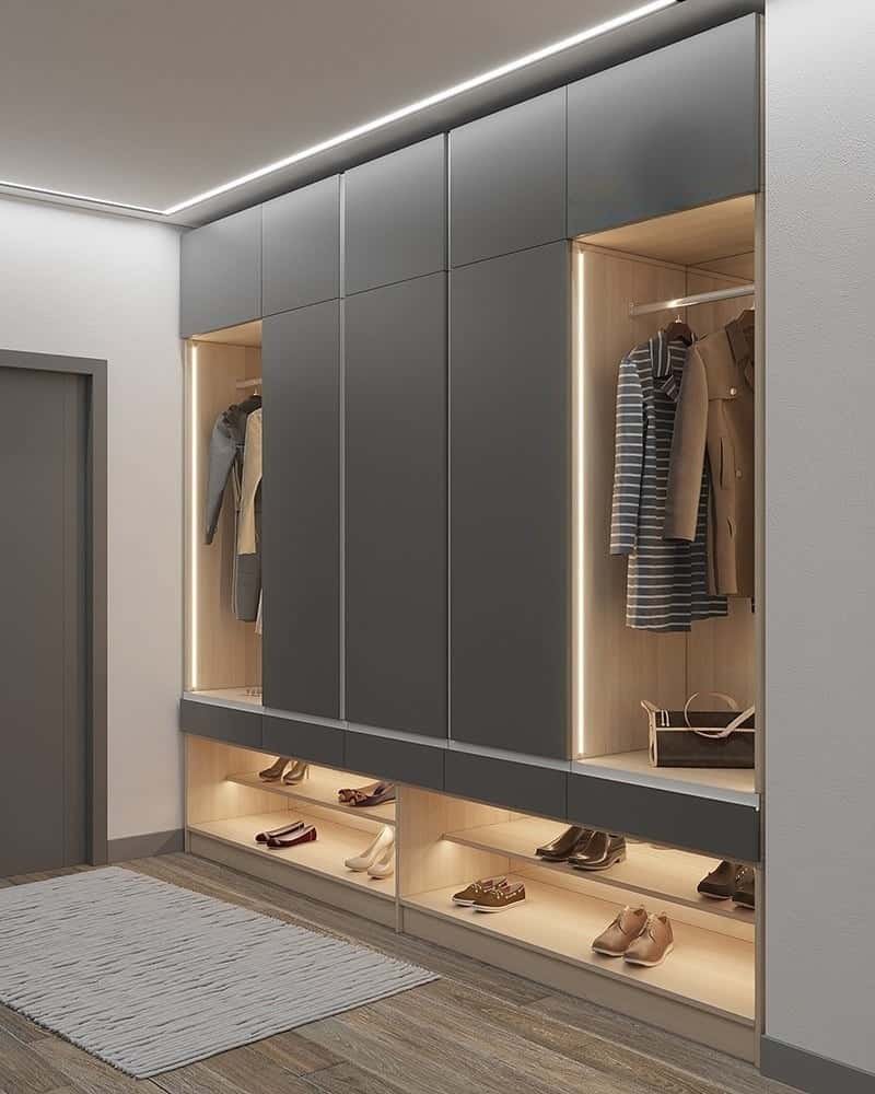 Стенка под телевизор из дерева в современном стиле